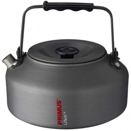 Bouilloire Primus Litech 90 cl en aluminium anodisé pour bivouac, randonnée, trek et bushcraft avec poignée repliable.