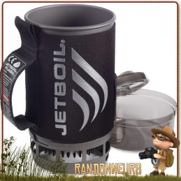 Réchaud FLASH Carbon JeBoil ultra léger avec une coupelle tasse de 1 Litre comportant un répartiteur de chaleur Fluxring