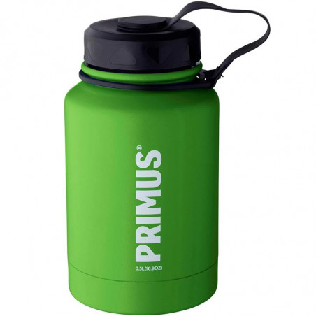 Bouteille isotherme Primus TrailBottle 50 cl verte en acier inoxydable 18/8 avec large goulot pour trekking et outdoor.