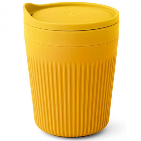 Mug isotherme Sea to Summit Passage 47 cl jaune avec couvercle étanche pour camping et randonnée.