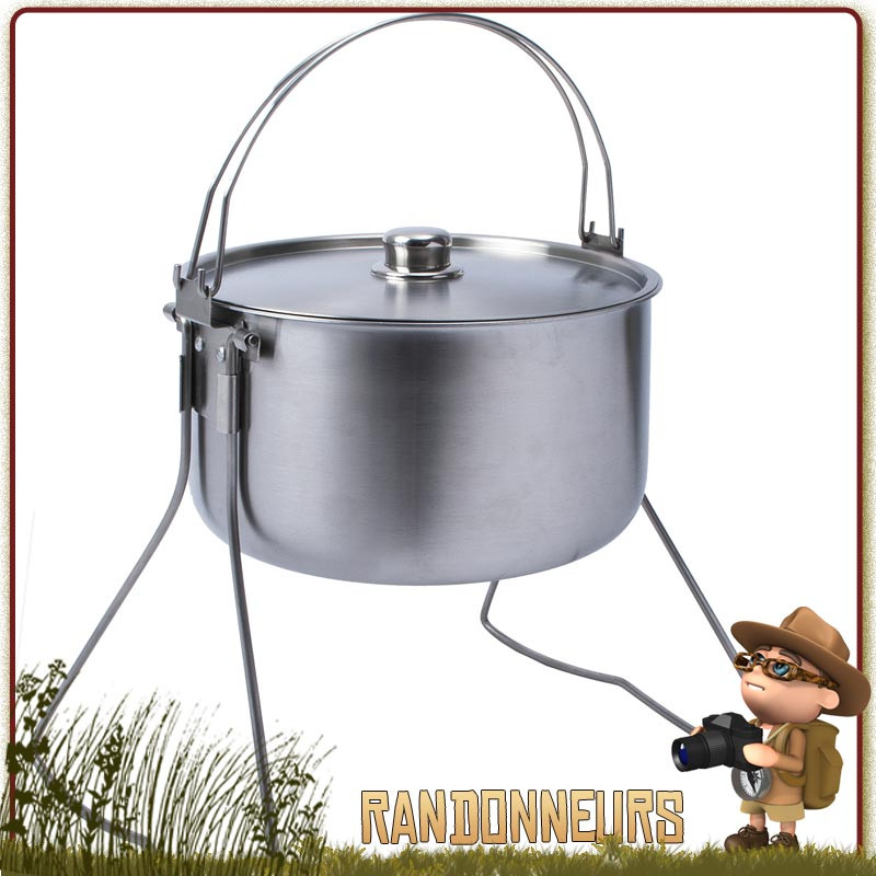 Tribal Pot 10L Inox Origins Outdoor la cuisson famille sur feu de bois camp bivouac bushcraft