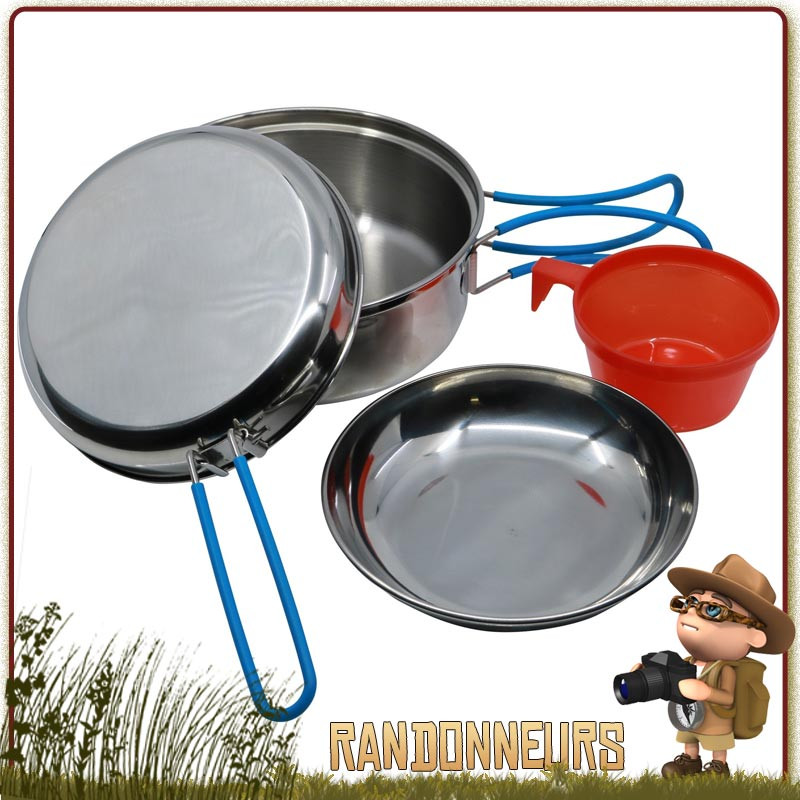 Popote acier Inox pour une 1 Personne CAO de camping randonnée scout