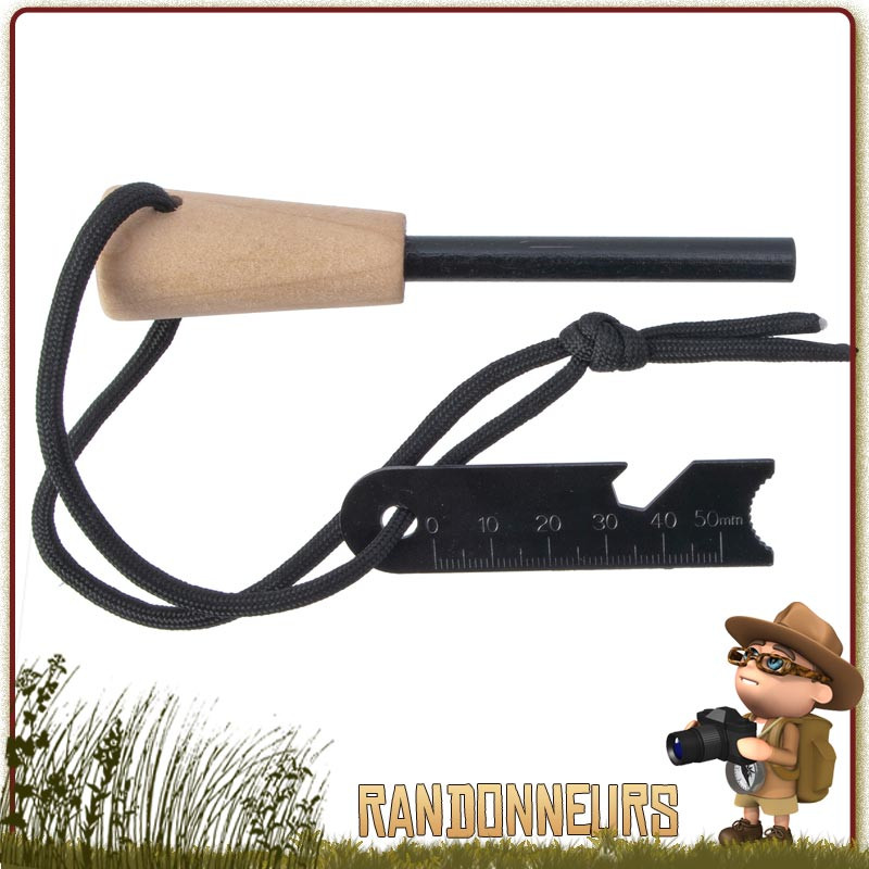 Pierre à Feu Firesteel survie Origin Outdoors Manche Bois bushcraft