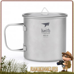 vaisselle trekking Tasse Pot Titane avec poignée 65 cl KEITH ultra leger bivouac