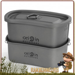 Popote Gamelle Titane avec Quart Origin Outdoors pour randonner bivouac leger et bushcraft cuisson feu de bois