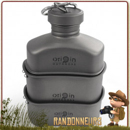 Popote Gamelle Titane avec Quart Origin Outdoors pour randonner bivouac leger et bushcraft cuisson feu de bois