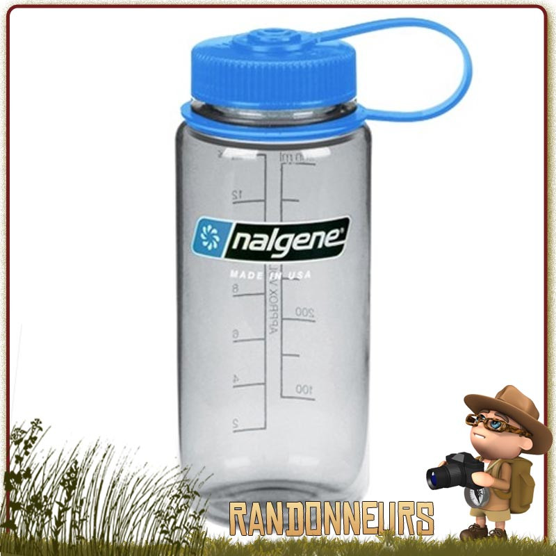 petite Gourde Nalgene Grande Ouverture 50cl GRISE de randonnée ultra légère