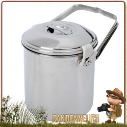 Billy Can relags pot en inox avec poignée de suspension autant pour le transport que la cuisson sur un feu de camp