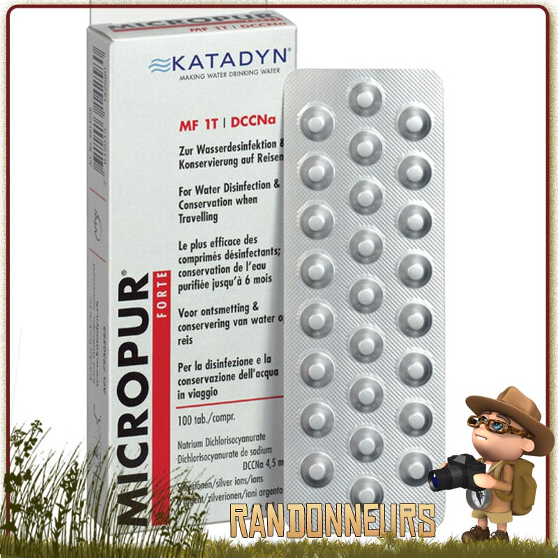 comprimés MICROPUR Forte MF 1T Katadyn désinfactant chlore ions argent