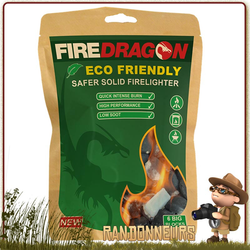 gel éthanol DragonFire BCB En sachet de 6 tablettes de 27 g avec opercule allume feu ou bien combustible pour réchaud éthanol