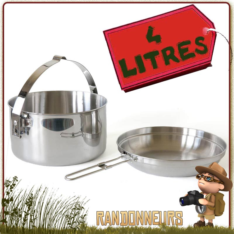 popote familiale acier Inox 4 litre Tatonka avec casserole avec anse repliable et un couvercle poele bivouac bushcraft