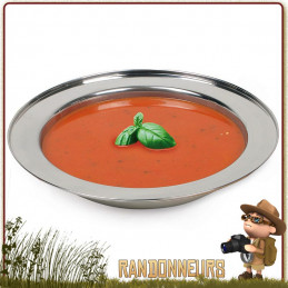 Assiette à soupe acier inoxydable 18/8 Tatonka de diamètre 24 cm. Durable assiette de camping et camp bushcraft