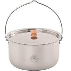 Pot inox Ottawa 6L Robens faitout camping feu de camp poignée bois suspension crochet