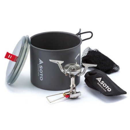 Kit cuisson SOTO Amicus Piezo avec popote New River 1L compact et léger pour randonnée