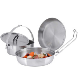 Popote inox Tatonka Camp Set Large bushcraft bivouac feu de camp survie