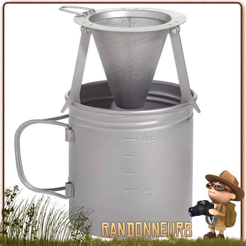 Filtre à Café Réutilisable En Titane Boundless Voyage Ti6002P Avec Support - Écologique Et Portable