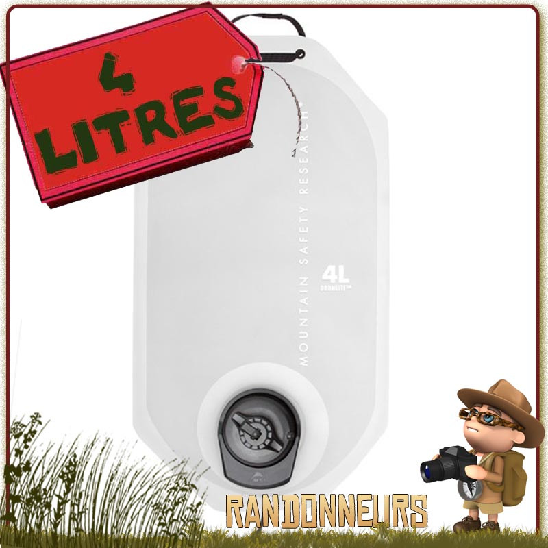 Poche à Eau Msr DROMLITE V2 4 Litres pour transport de l'eau en randonnée légère trekking