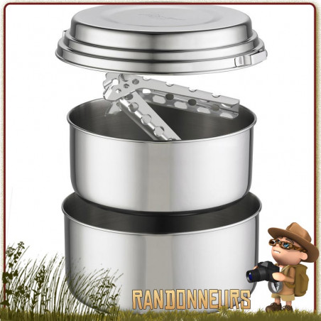 set gamelle 2 cuisine inox camping bivouac rando armee