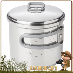 Popote Gamelle en acier inoxydable Esbit de 625 ml. Robuste et légère, ce pot inox Esbit est compact et robuste en bushcraft