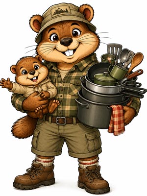 Popote familiale camping en aluminium anodisé, inox ou matériaux légers pour groupes, bivouac et repas en famille.