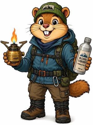 Réchaud éthanol camping à alcool liquide ou gel pour randonnée légère, bivouac et trekking minimaliste.