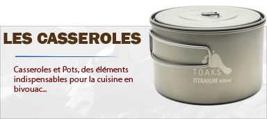 Casseroles et pots pour la cuisson en bivouac